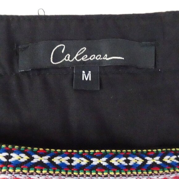 Calessa Embroidered Tunic Top Women's Size M Black Baby Doll Flowy Lined Boho - Picture 7 of 11